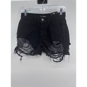 Fashion Nova Black Distressed Ripped Denim Jean‎ Shorts Womens Size M